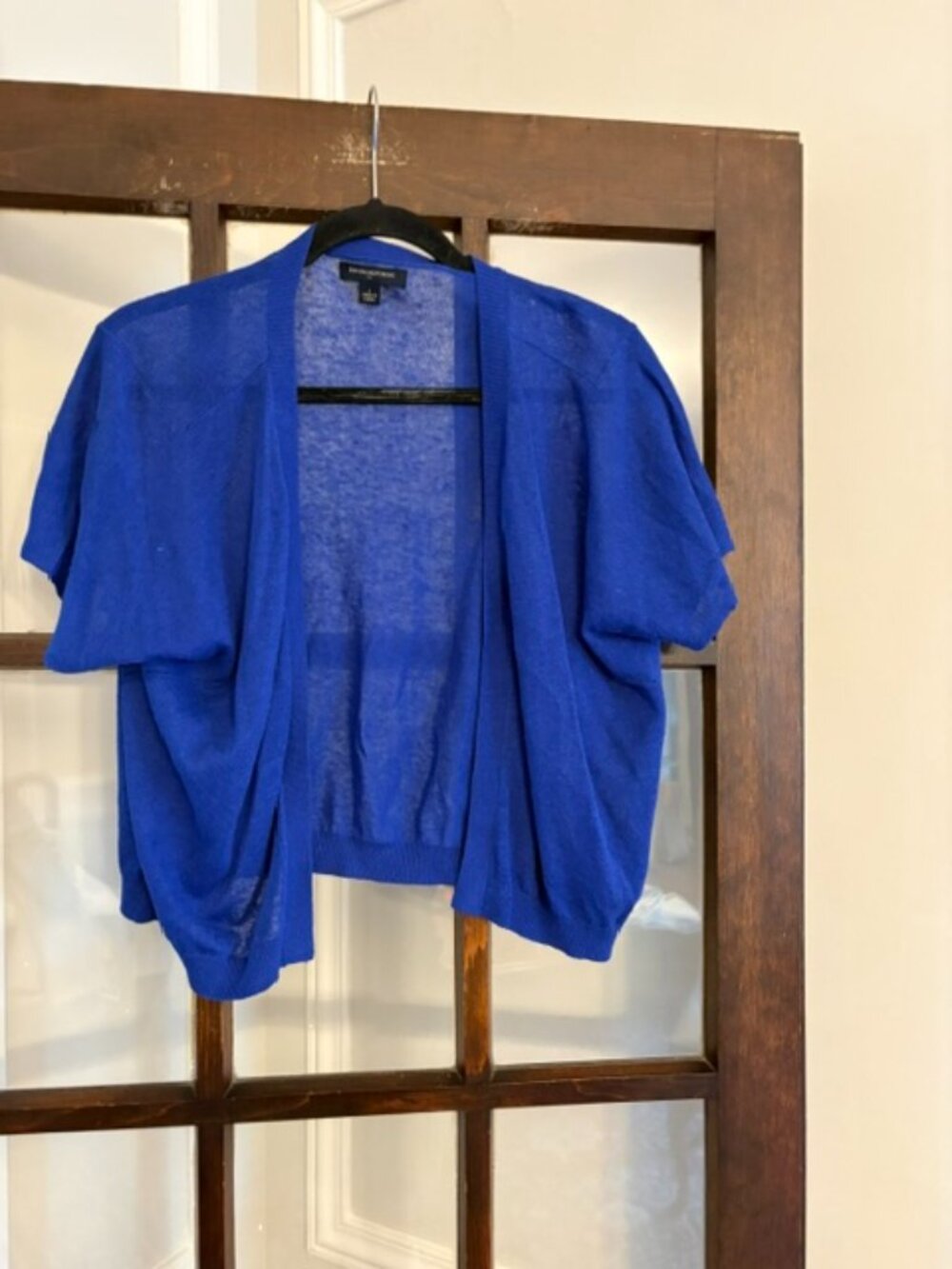Banana Republic Linen-Blend Cropped Cardigan in Blue, Size Large